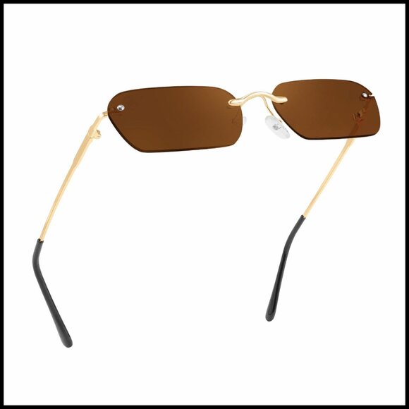 Y2K Retro Rimless Sunglasses Vintage Rectangle Minimal Chic Eyewear
